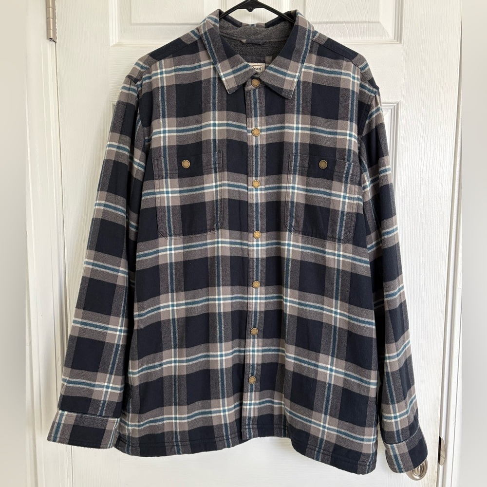 Men’s L.L. Bean Fleece Lined Long Sleeve Snap Up Shirt Size L EUC